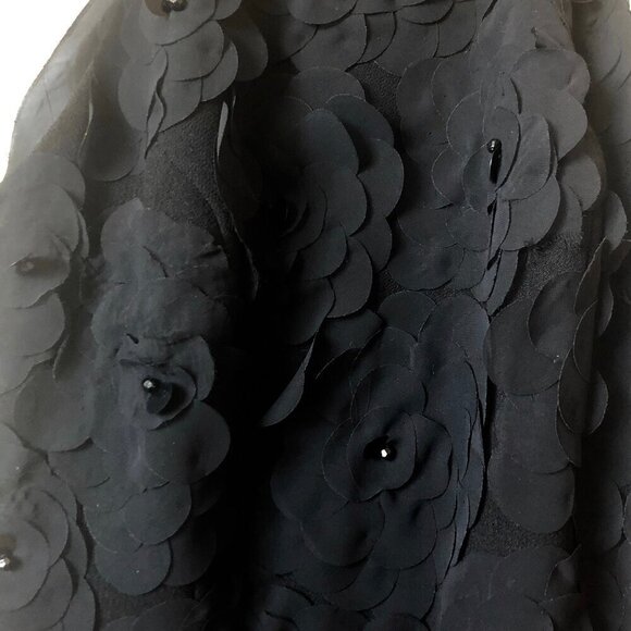 Vintage Le Chateau Sleeveless High Collar Prom Dress w/ Flowers Sequins - Picture 4 of 15